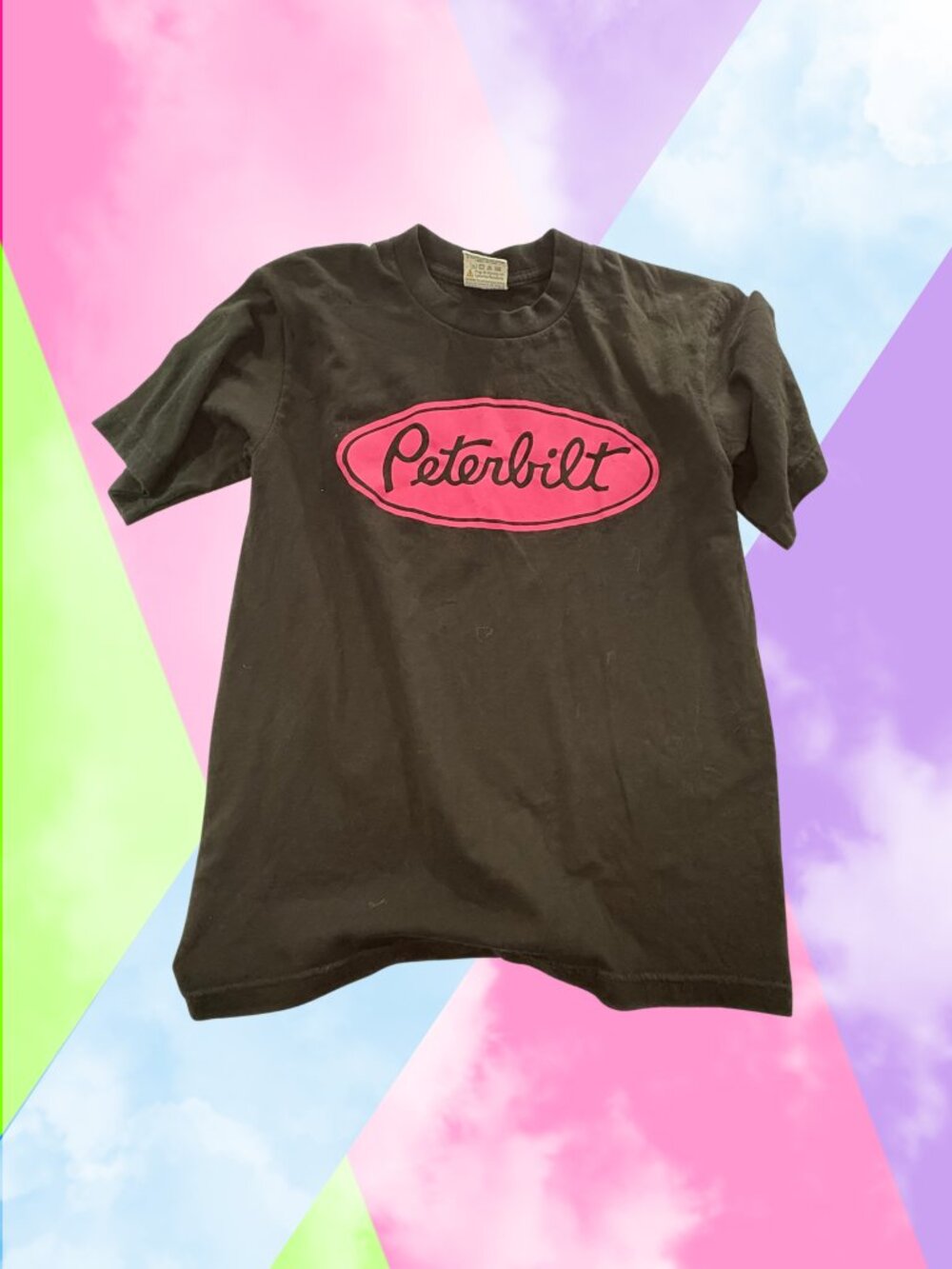 Peterbilt 2000s pink logo graphic Tshirt womens M